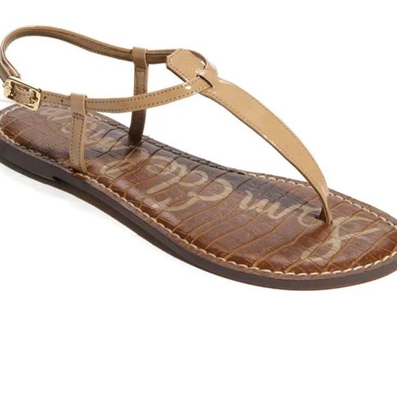 Sam Edelman Shoes - Sam Edelman Gigi tan patent buckle thong sandals